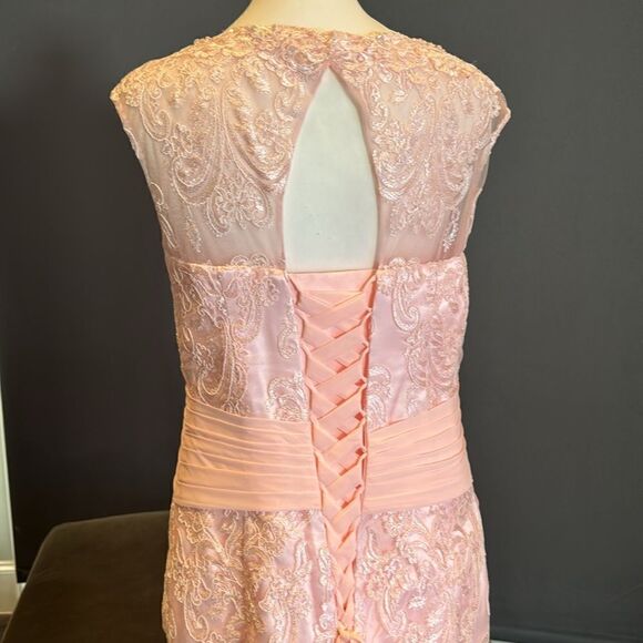Women’s Pink Tea Length Mother of the Bride Groom Corset Back Dress Size 10 NWOT - Picture 7 of 15